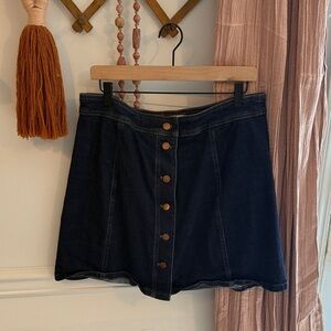 Madewell Dark Blue Denim Button-Up Mini Skirt